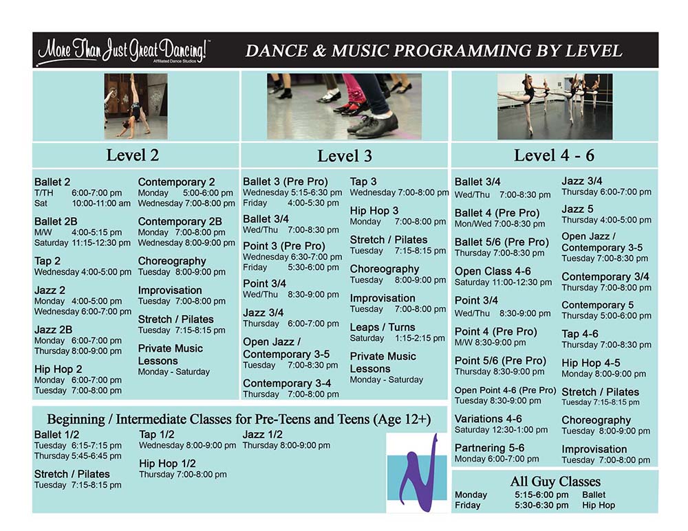 Classes by level schedule